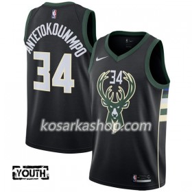 Dres Milwaukee Bucks Giannis Antetokounm 34 Nike 2017-18 Crna Swingman - Dječji